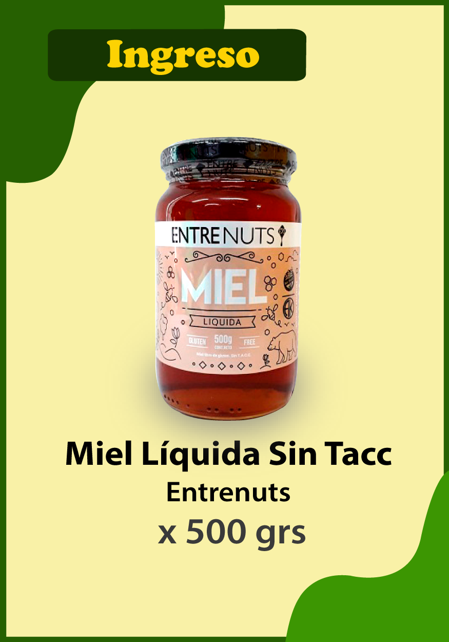 Novedades Productos Entrenuts-Miel Liquida sin TACC X 500 gr